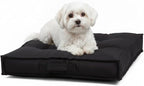 Indoor Dog Bed with Removable Washable Cover, Soft Basketweave Fabric, Reversible Cushion, Carry Handle, Baffle Construction to Help Prevent Fill Shifting, Black - Small (24"x24")