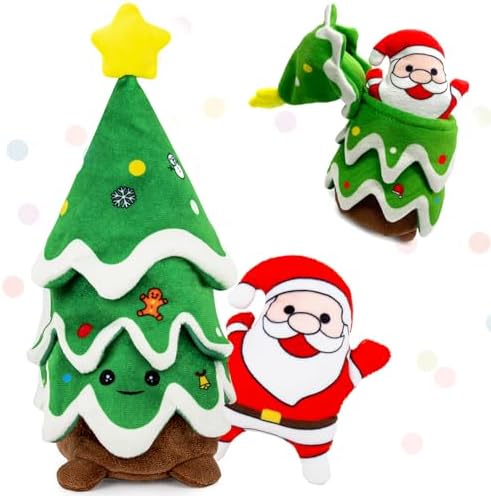 Christmas Dog Toy, Squeaky Crinkle Xmas Tree and Santa by REQIHO