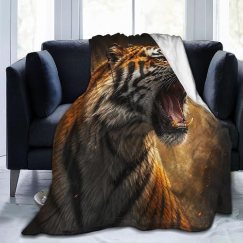 Roaring Tiger Blanket Wildlife Tiger Throw Stuff Gifts 80"x60" by Unknown