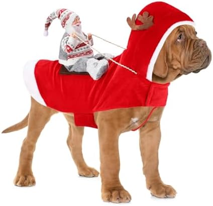 BWOGUE Santa Dog Costume, Dog Christmas Outfit, Riding Pet Costume, Size M by BWOGUEPetHome