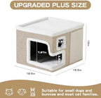 Cat Houses for Indoor Cats, Covered Cat Cave Bed with Scratch Pad and Fluffy Ball, Foldable Cat Hideaway Condo for Large Cats, Modern Kitten Bed,16.5x16.5x13 inches (Khaki‌, L) - Image 4