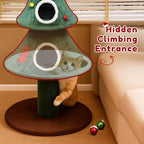 LUCKLIFE 52" Christmas Cat Tree with 2 Cozy Houses,Indoor Modern Cat Tower with Anti-Tip Kit,Plush Perches & Hanging Balls,Holiday Cat Climbing Furniture for Kittens to Play and Sleep - Image 3