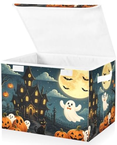 Bolaz Halloween Scene Haunted House Storage Bins with Lids and Handles, Storage Box Basket with Cover Collapsible Organizer Containers for Home Closet, Shelves by Unknown