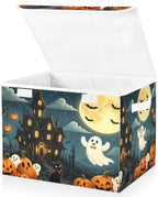 Bolaz Halloween Scene Haunted House Storage Bins with Lids and Handles, Storage Box Basket with Cover Collapsible Organizer Containers for Home Closet, Shelves by Unknown