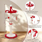 Carousel Cat Scratching Post, 39" Tall Cat Scratcher with Hanging Cat Toys - Image 6