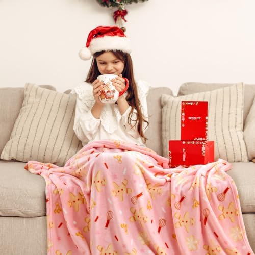 BEDELITE Pink Gingerbread Christmas Throw Blanket for Decor & Gift, 50"x60" - Image 5