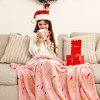 BEDELITE Pink Gingerbread Christmas Throw Blanket for Decor & Gift, 50"x60" - Image 5
