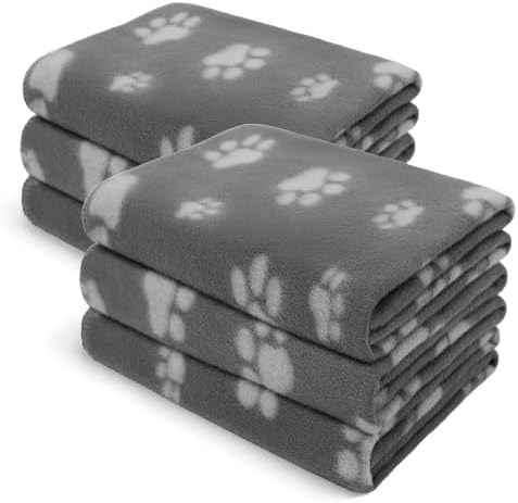 LINENLUX Fleece Dog Blankets 6-Pack, Soft Stretchy for Small Medium Puppy by LINENLUX