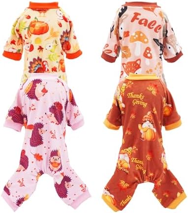 PET SHOW 4 Pack Fall Velvet Dog Pajamas for Medium Dogs by PETSHOW