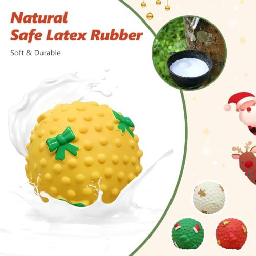 Christmas Dog Balls, 4 Pack Latex Squeaky Dog Ball Toys, 2“ Colorful Xmas Interactive Toys for Puppy & Small Dogs, Soft Dog Chew Toys for Christmas Holiday Dog Gift - Image 6