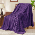 BEDELITE 3D Checked Purple Fleece Throw Blanket for Couch, 50x60 Inches by BEDELITE