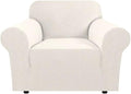 H.VERSAILTEX Armchair Cover Stretching Skid Resistance Couch Cover for Dogs Washable, Thick and Durable Soft High Spandex Jacquard Sofa Covers, Form Fitted Chair Slipcover(Armchair 31"-40", Ivory)
