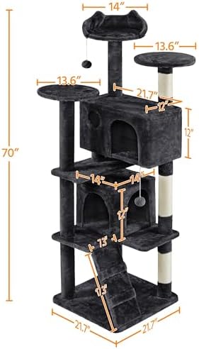 Yaheetech 70in Multi-Level Sturdy Cat Tree, Condo, Sisal Scratching Posts - Image 4