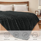 BEDELITE Charcoal Grey 3D Checked Fleece Twin Blanket for Couch, 60x80 Inch - Image 4