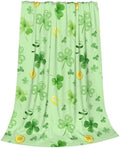 St. Patrick's Day Shamrock Greens Blanket, Ireland Lucky Clovers Throw Blanket, Horseshoe Gold Coin Flannel Blanket, Soft Lightweight Warm Fleece Blanket for Chair Sofa Couch, 40 x 50 Inch by Qilerongrong