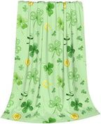 St. Patrick's Day Shamrock Greens Blanket, Ireland Lucky Clovers Throw Blanket, Horseshoe Gold Coin Flannel Blanket, Soft Lightweight Warm Fleece Blanket for Chair Sofa Couch, 40 x 50 Inch by Qilerongrong