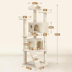 Yaheetech 62in Cat Tree Tower, Double Condo, Multi Platforms, Scratch Posts - Image 3