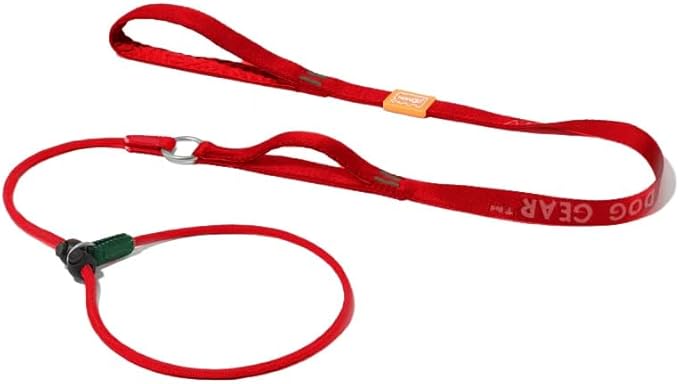 HowGo Slip Lead Dog Leash, 2 Spring-Loaded Slide Stopper (Red 5.0FT) | Double Paddle Handles Heavy-Duty Training Lead Collar,Lightweight Aluminum Nylon,No-Pull Walking,All Breeds, Dog Trainer