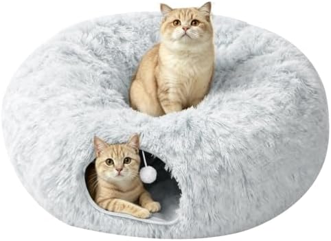 Cat Tunnel Bed for Indoor Cats, Peekaboo Cat Cave Donut Bed & Play Tunnel by Unknown