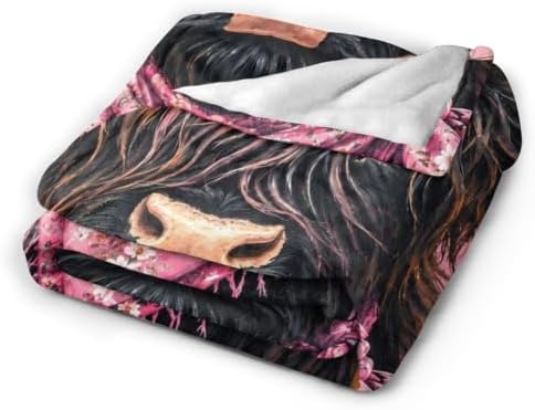 Highland Cow Blanket Cowgirl Western Pink Throw Stuff Gifts 80"x60" - Image 4