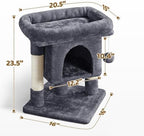 Yaheetech Small Cat Tree 23.5in for Kittens & Senior Cats, Low Profile Gray - Image 3