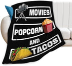 Movie Taco Popcorn Blanket for Girls Women Boys Men Adults Kids Soft Cozy Fleece Theater Cinema Film Throw Blankets Gifts Warm Flannel Plush Lightweight Decor for Couch Bed Sofa 60"X50" - Image 2