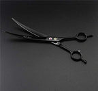 Purple Dragon 8 inch Dog Grooming Scissors Set with Anti-Shock Bag - Black | Japanese 440C Steel Pet Grooming Shears, Comfortable Grip, Includes Curved, Straight & Thinning Scissors with Silencer