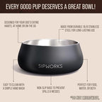 Sipworks Stainless Steel Dog Bowl – 32oz Weighted Metal Food and Water Bowls for Dogs and Cats with Non-Slip Base - Pet Bowls for All Breeds Sizes for Travel & Outdoor Play | Azure