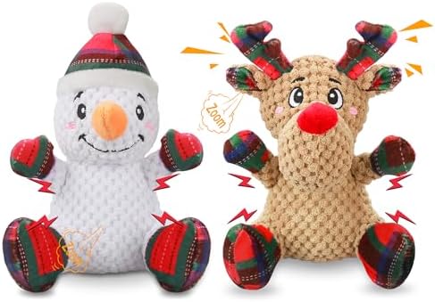 Newget 2Pcs Christmas Squeaky Dog Toys, Plush Dog Toys with Crinkle Paper by Newget
