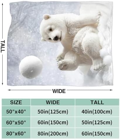 Polar Bear Blanket for Girls Women Boys Men Adults Kids Soft Cozy Fleece Cute White Bears Throw Blankets Gifts Warm Flannel Plush Lightweight Decorative for Couch Bed Sofa 60"X50" - Image 7