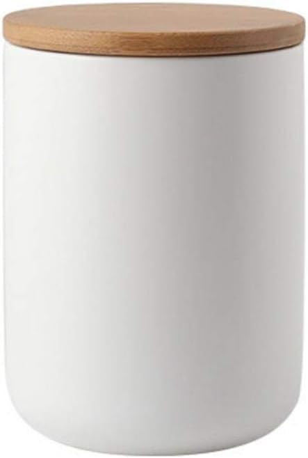 MilkyWay Food Storage Jar Ceramic Canisters With Airtight Seal Lid 27oz | Durable Ceramic Material, Airtight Bamboo Lid, Modern Damp-Proof Design, Ideal For Coffee And Tea(White(M: 27oz/800ml))