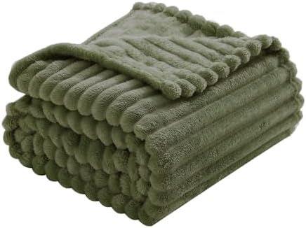 Olive Green Fleece Throw Blanket 90”×90” for Couch Sofa Livingroom - Image 5