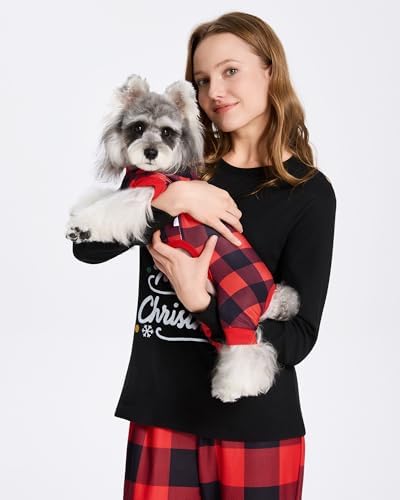 XPUDAC Christmas Matching Dog and Owner Pajamas for Women Sleepwear, 2XL - Image 2