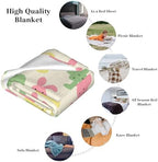 Colorful Easter Rabbit Throw Blanket, Pink Blue Green Yellow Bunny Blanket, Warm Soft Small Spring Lightweight Flannel Blankets for Couch Sofa Bed Living Room 40"x30" - Image 7