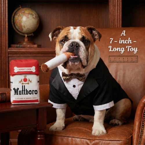 Nestpark Muttboro Doggy Cigs Funny Dog Toys - Parody Plush Squeaky Crinkle Interactive Dog Toy - Hide and Seek Treat Hiding Burrow Puzzle Toy for Stimulating Enrichment Activity - Image 3