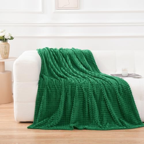 Puncuntex Throw Blanket Classic Green 50"×60" with Square Grid Design by Puncuntex