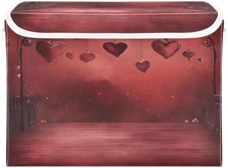 Bolaz Storage Bins with Lids and Handles,Valentine Background Dark Heat Storage Box Storage Basket with Cover Collapsible Organizer Containers for Home Closet, Shelves - Image 2
