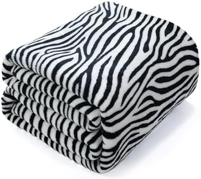 Vessia Zebra Printed Throw Blanket, 300GSM Black and White Couch Blanket - Image 5
