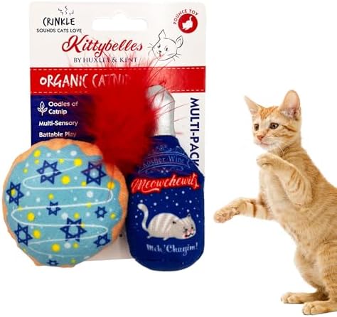Huxley & Kent Plush Cat Toy - Hanukkah Interactive Catnip Toy for Cats & Kittens - Soft with Crinkle & Catnip - Fun Indoor Play - Jelly Roll & Meowchewitz 2pk by HuxleyKent