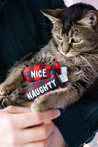 Pearhead Naughty Or Nice Christmas Cat Toy Set, Holiday Pet Owner Gift, Christmas Must Have Toy Set, Cat Teaser Toy, with Catnip Pouch, Set of 2 - Image 5