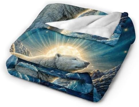 Polar Bear Blanket Aurora Arctic Night Throw Stuff Gifts 80"x60" - Image 4