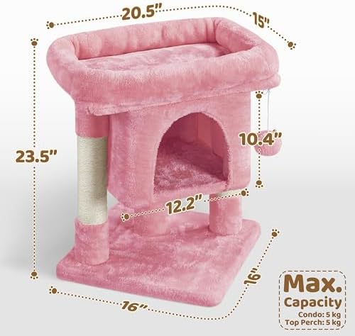 Yaheetech 23.5in Small Low-Profile Cat Tree Condo with Scratching Posts - Image 3