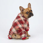 Fitwarm Collared Neck Plaid Dog Pajamas, Thermal Christmas Clothes for Small Dogs Boy Girl, Holiday Pet Outfit, Red, White, Medium - Image 2