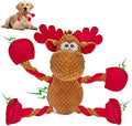 Christmas Squeaky Dog Toys, Stuffed Large Dog Toys to Keep Them Busy, Interactive Plush Chew Toys with Crinkle Paper, Tough Pet Animal Toys for Small Medium Large Dogs (Red Elk) by Unknown