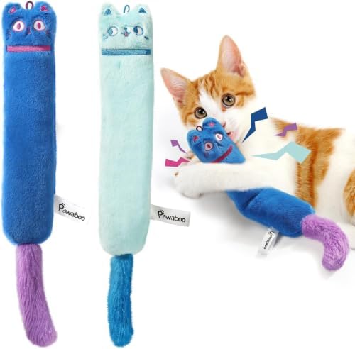 Pawaboo Cat Toys, 2 Pack Plush Catnip Toys with Bell and Crinkle Paper by Pawaboo