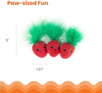 Catstages Strawbabies Dental Cat Chew Toy with Catnip & Feathers, 3-Pack - Image 5