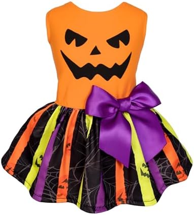 Fitwarm Halloween Pumpkin Dog Dress, Funny Dog Halloween Costumes, Doggy Clothes for Small Dogs Girl, Pet Apparel, Orange, Black, Purple, Large by Fitwarm