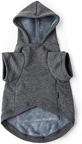 Koneseve Dog Hoodie Fleece Puppy Clothes Warm Sweater with Hat for Small Medium Dogs Cat Hooded Shirt Kitten Pet Basic Sweatshirt with Pocket Doggie Soft Winter Coat Apparel (Grey; 2XL) - Image 2