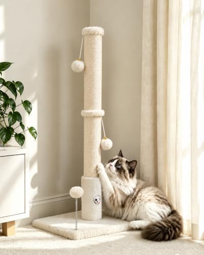 Woochpet Funny Cat Scratching Posts Sturdy Scratcher Posts 33'' Off White - Image 3
