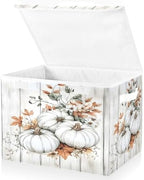 Bolaz Storage Bins with Lids and Handles,White Pumpkin Wood Storage Box Basket with Cover Collapsible Organizer Containers for Home Closet, Shelves by Unknown